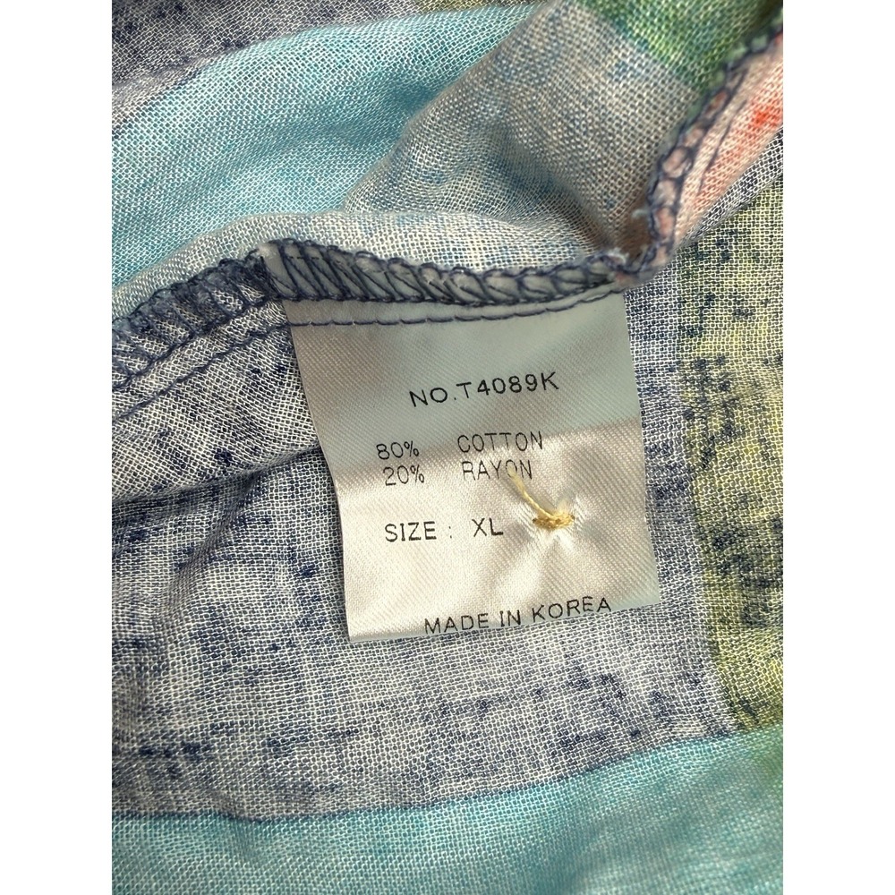 TERRA SJ Apparel XL Multicolor Patchwork Button-up Tunic Blouse Lagenlook -2807 - Picture 5 of 8